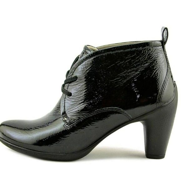 ECCO Black Patent 100% Leather Lace Up Ankle Booties Women's EU 40 - Picture 4 of 6